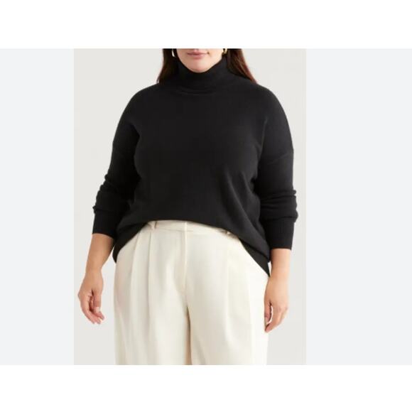 NWT Halogen Women's Cozy Turtleneck Sweater Black Size 1X - Picture 1 of 8